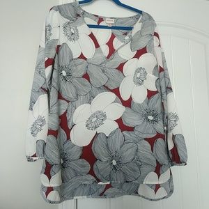 Merona Burgandy Floral Blouse